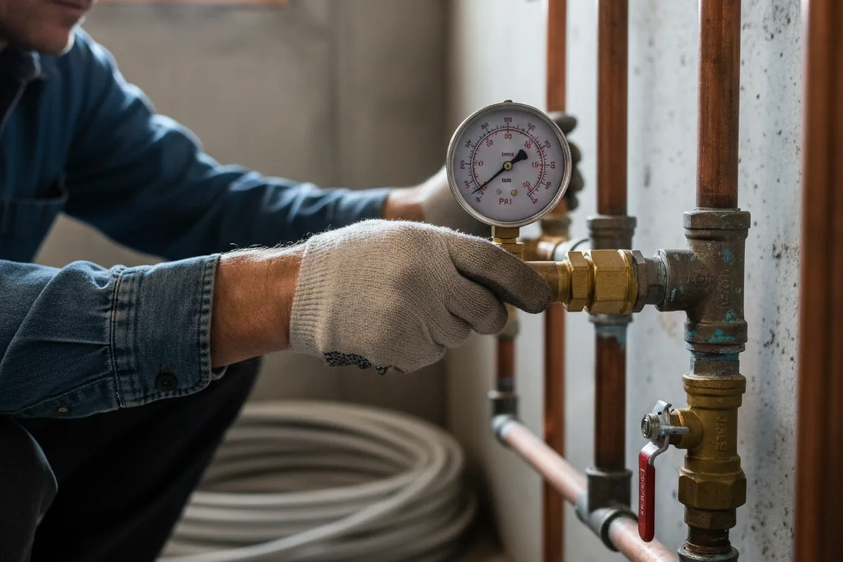Pressure testing a repaired line during Water Line Repair in Sahuarita